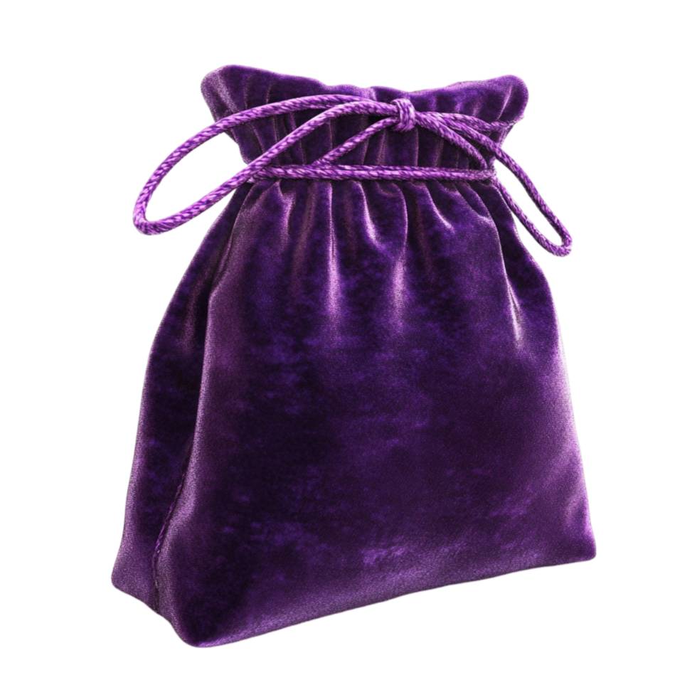 Purple Velvet Bag with Rope png