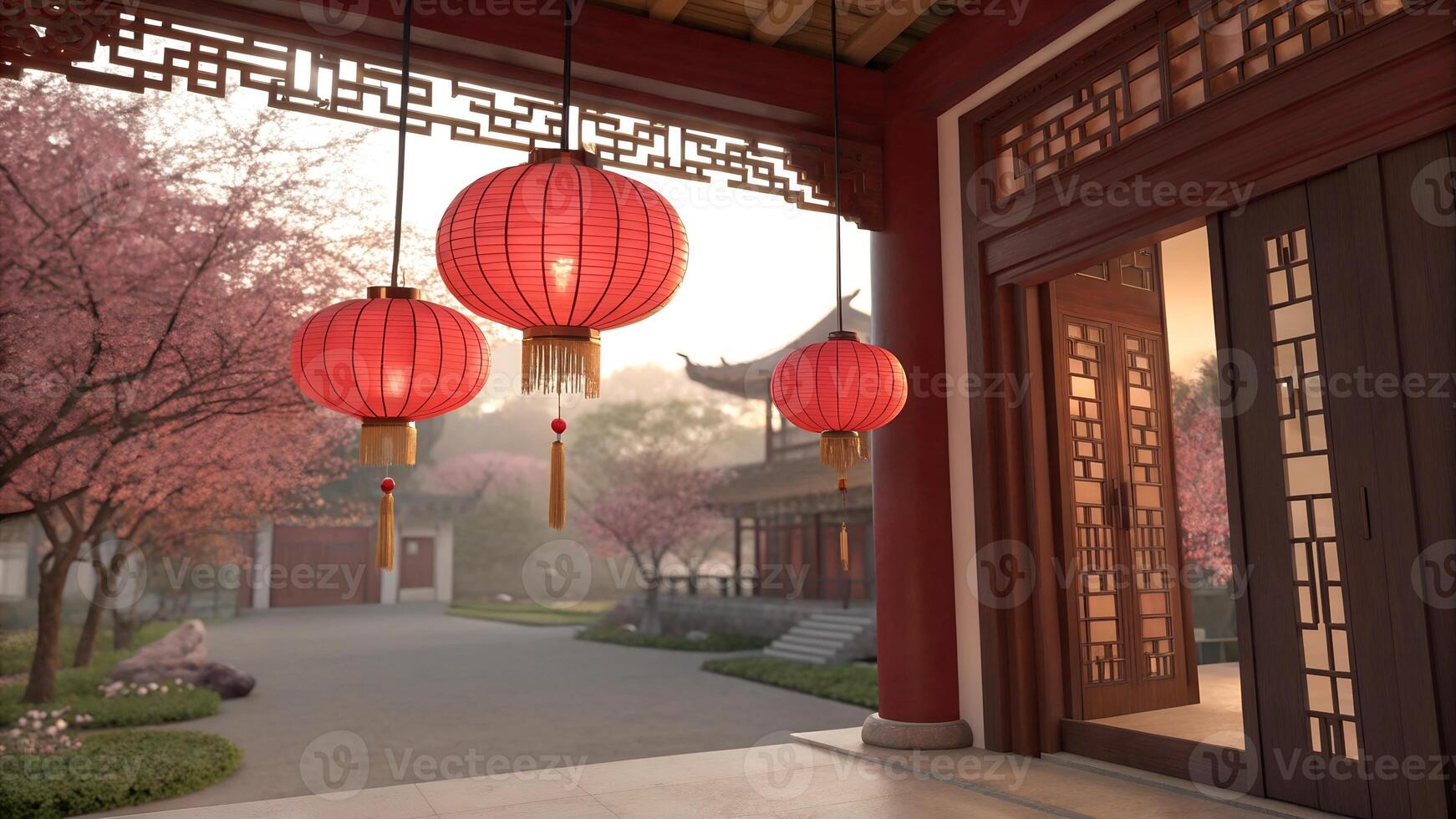 Lantern background image with Chinese New Year 2025 theme photo