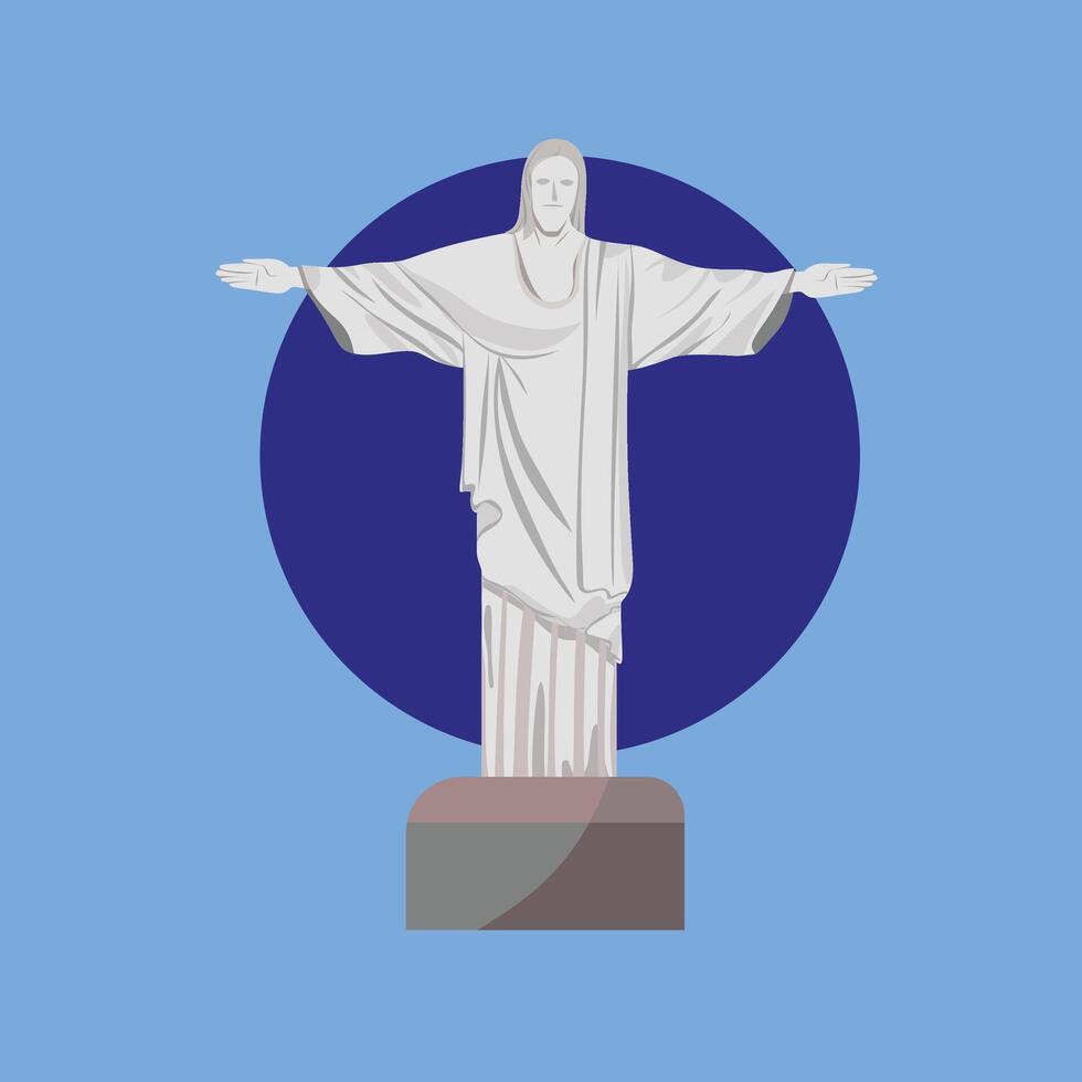 christ the redeemer rio de janeiro a statue of a statue of jesus on a blue background. vector