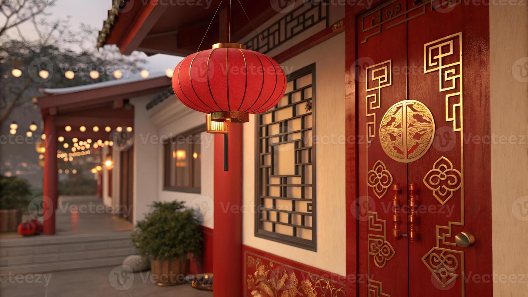 Lantern background image with Chinese New Year 2025theme photo