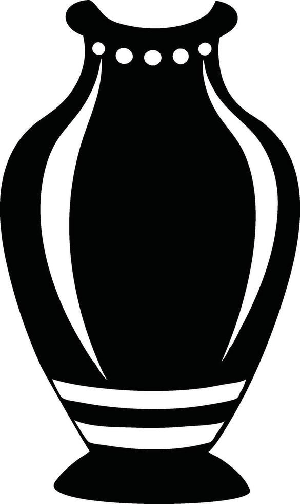 Black and White Decorative Vase, Simple Pottery, Ancient Style vector