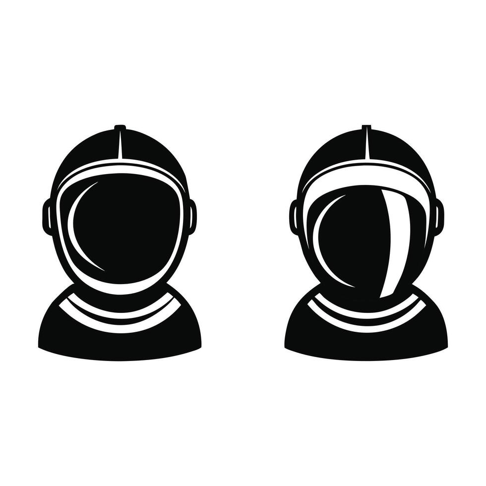 Set Of Astronaut Helmet logo Icons Silhouette on white background vector