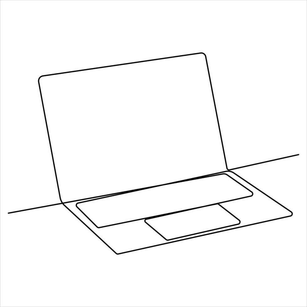 Continuous laptop single line drawing sketch outline style illustration vector