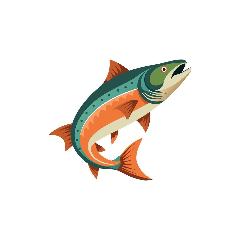 Realistic Salmon Marine Illustration Design on White Background vector