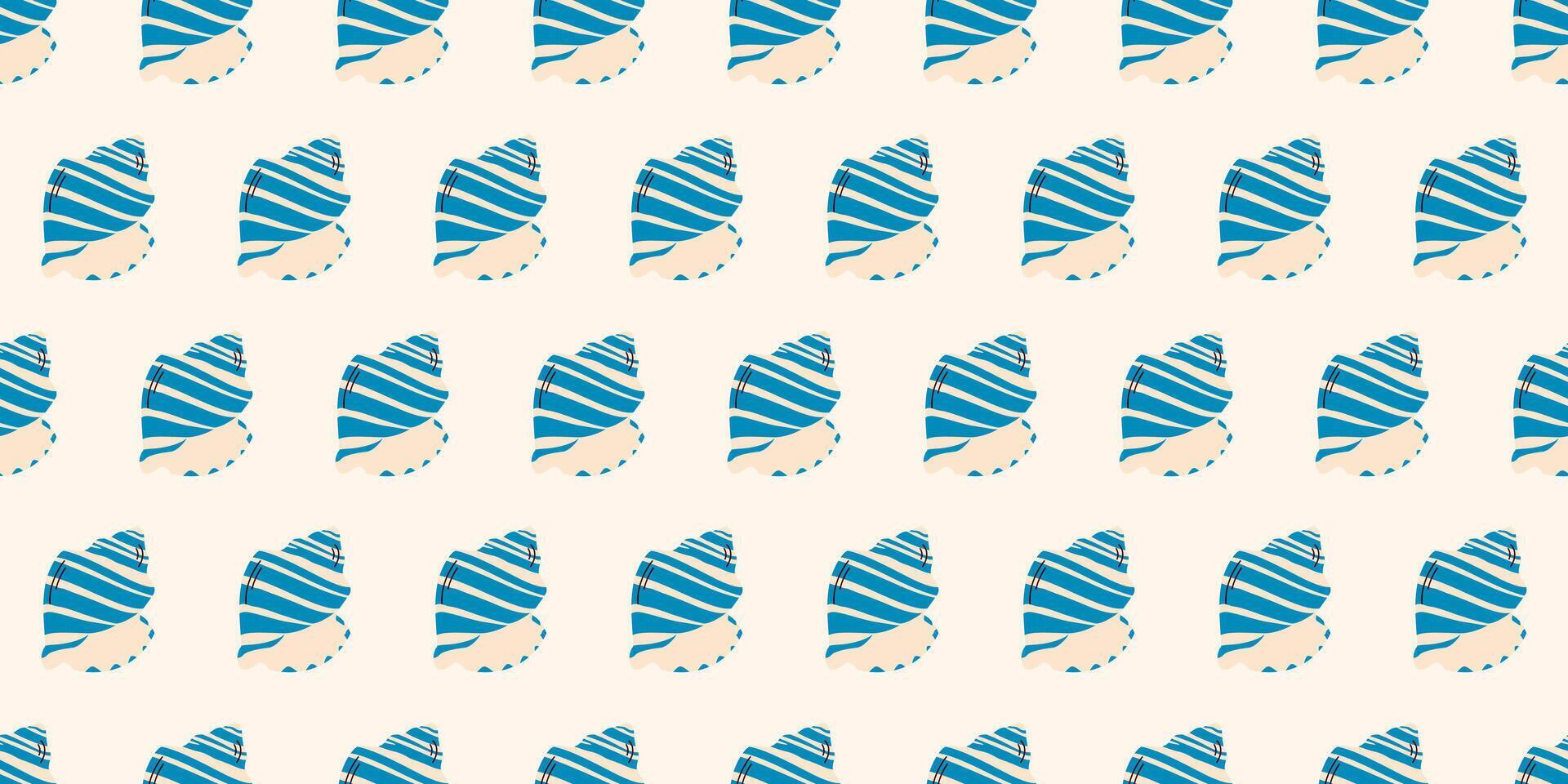 Blue pattern of seashells on white. Ocean underwater seashell conch aquatic mollusk, sea spiral snail, marine starfish. Hello, summer. Vacation. Undersea background. Tropical beach. vector