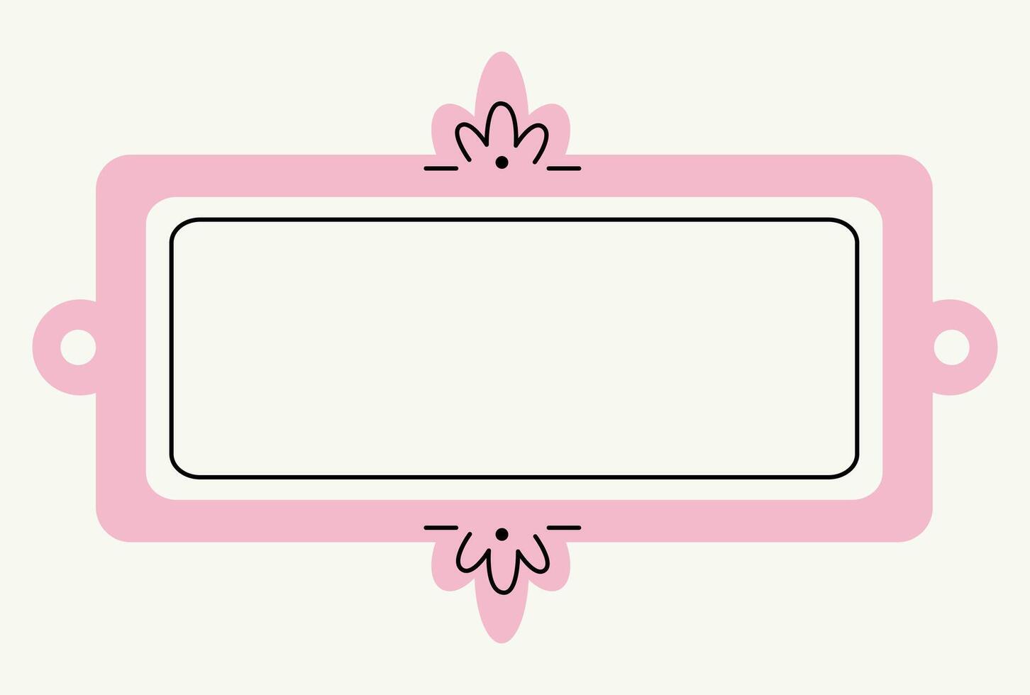 Hand-drawn soft pink frame. Elegant rectangular retro frame. Art gallery objects. Modern minimalist style. Vintage frames decorated with lines and dots. vector