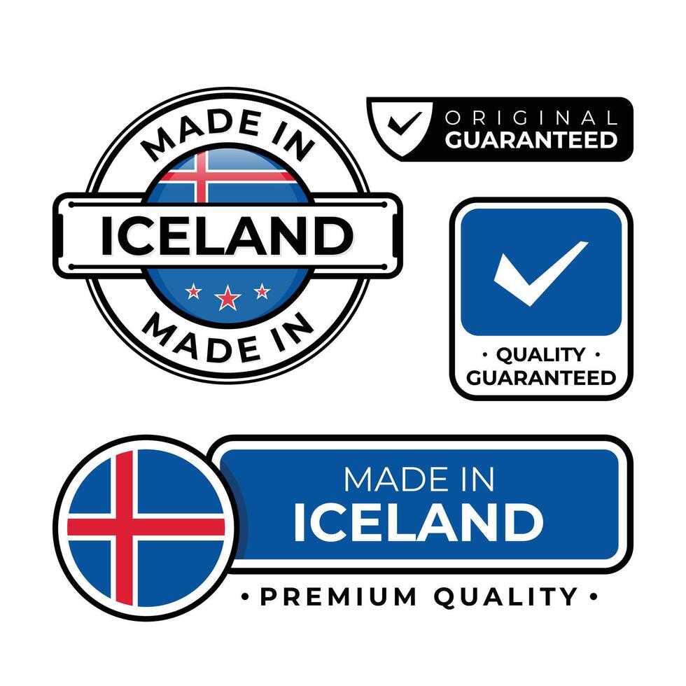 Badge bundle made in Iceland label icon emblem isolated on white background vector