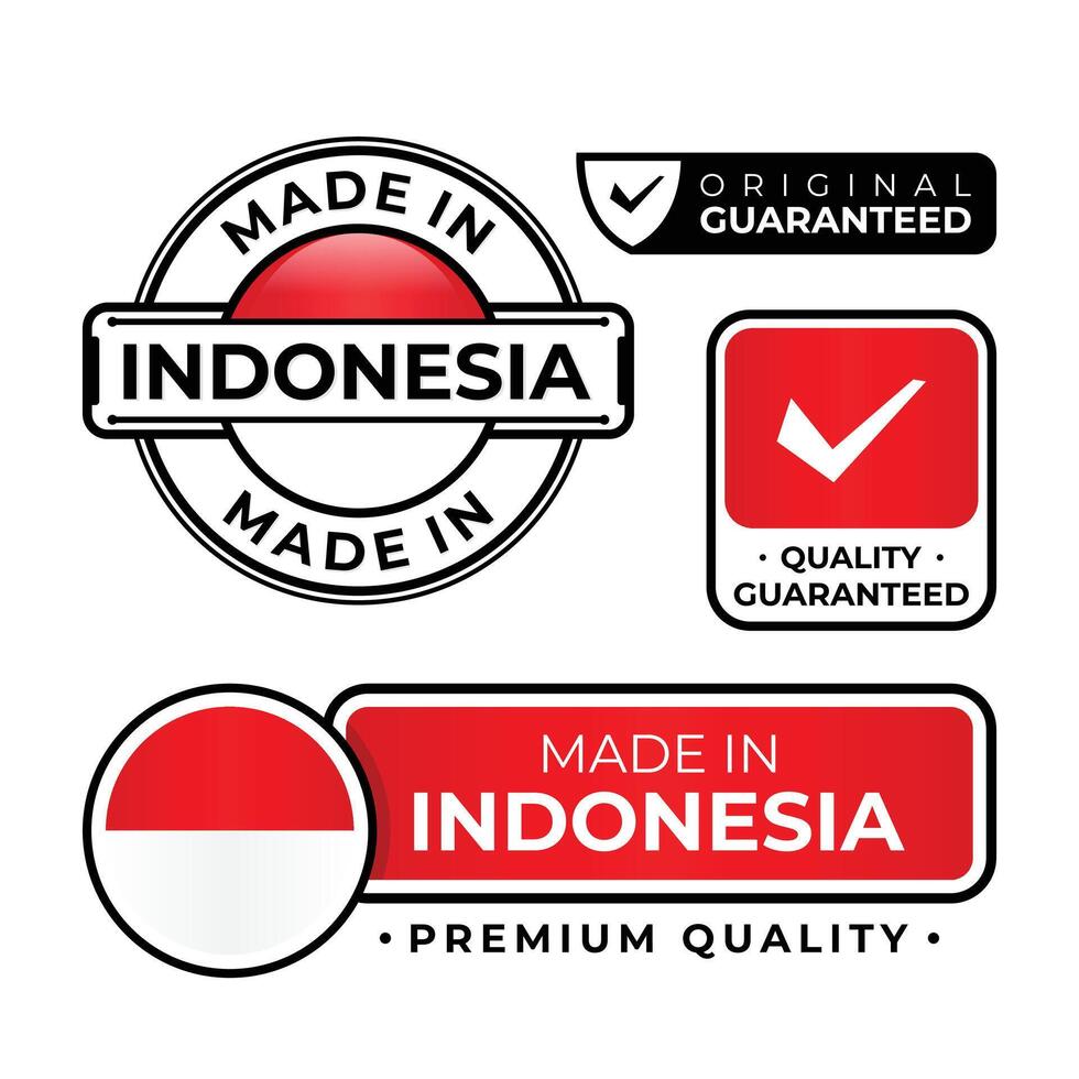 Badge bundle made in Indonesia label icon emblem isolated on white background vector