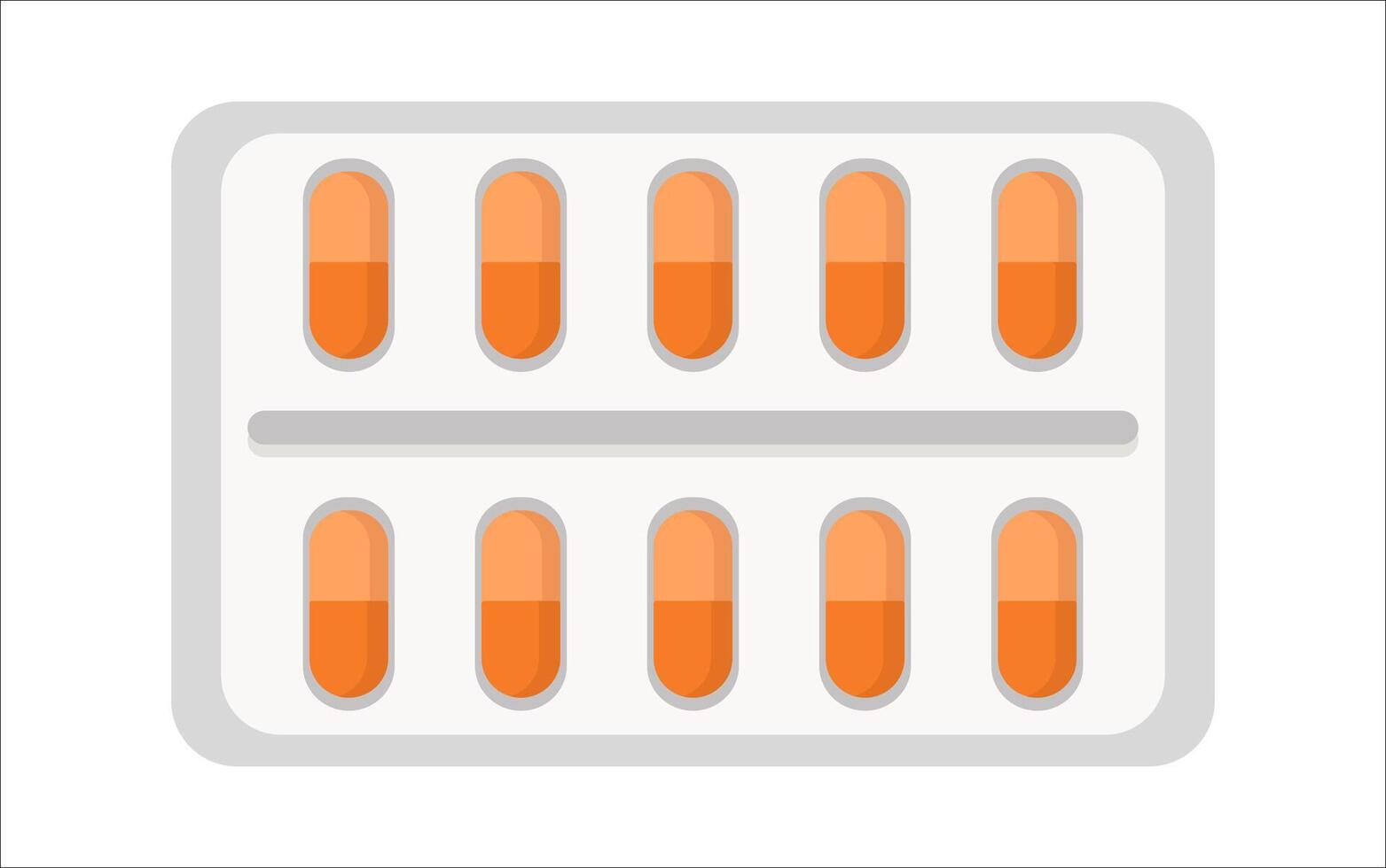A white and orange pill container with 12 pills inside vector