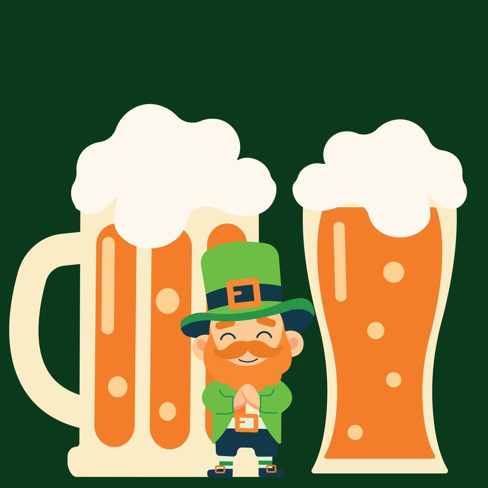 Leprechaun with beer. illustration for St. Patrick's Day vector