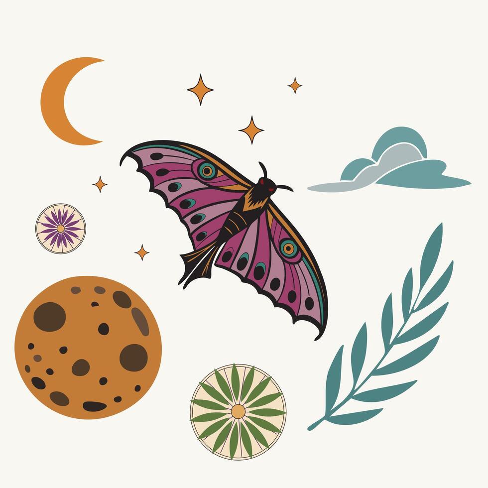 A butterfly is flying in the sky above a planet vector