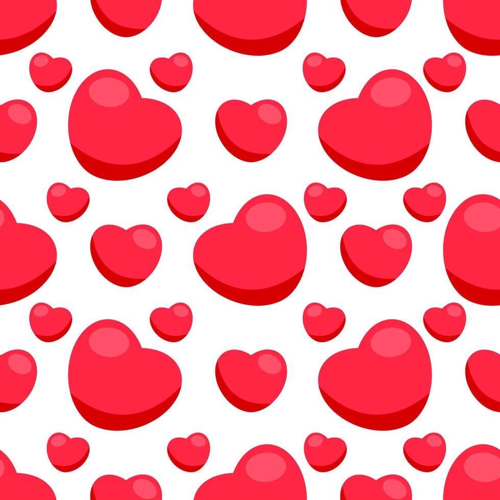 Red heart on white background seamless pattern. Valentine's Day illustration. vector