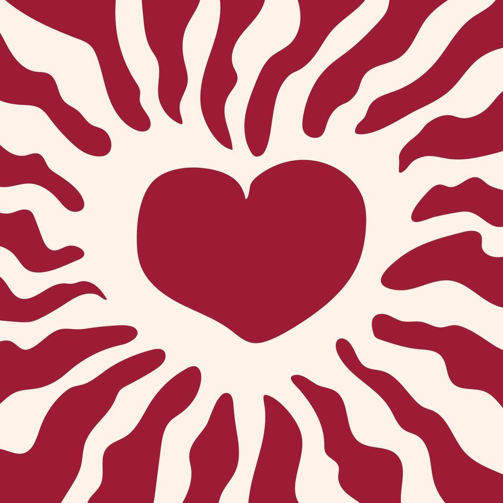 Valentine's Day greeting background. Doodle heart on retro background. vector