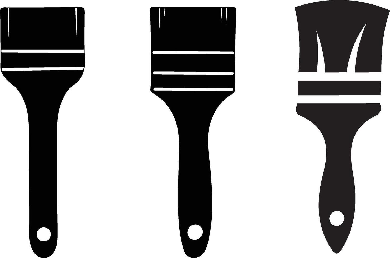 simple black Paint Brush Icons set vector