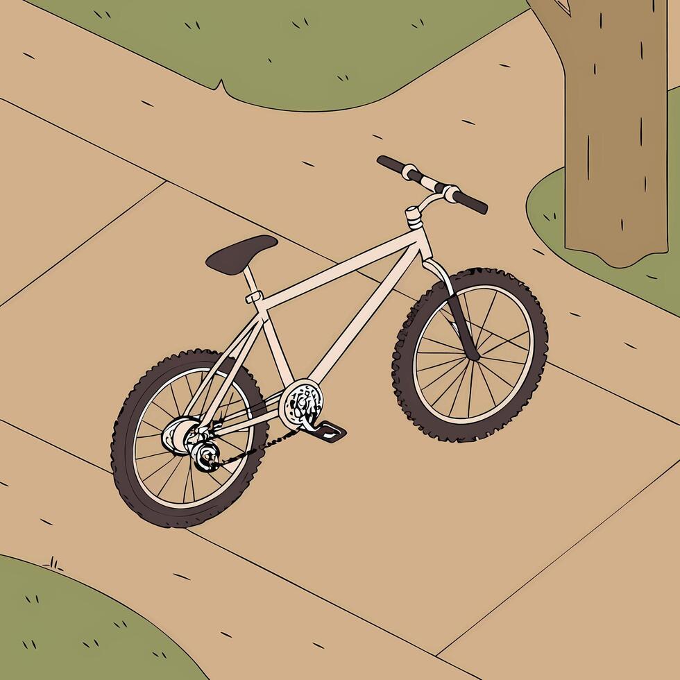 Bicycle in the park. illustration of a bicycle on the street. vector