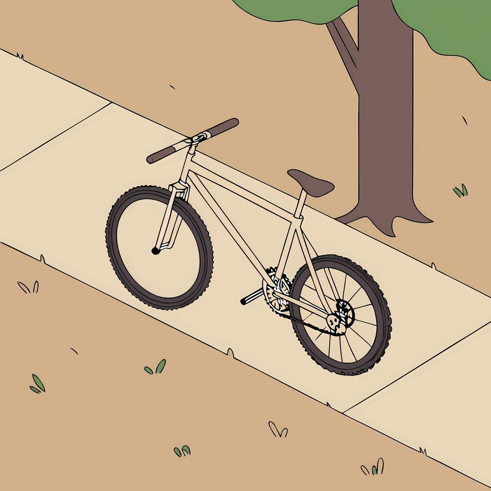The Bicycle in the park. illustration of a bicycle on the street. vector