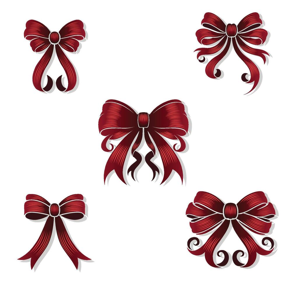 Set of Red Ribbon Bows vector