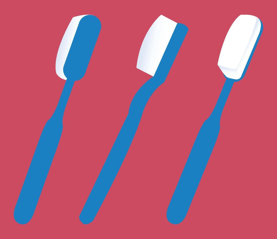Blue Toothbrush with Three Side Views vector