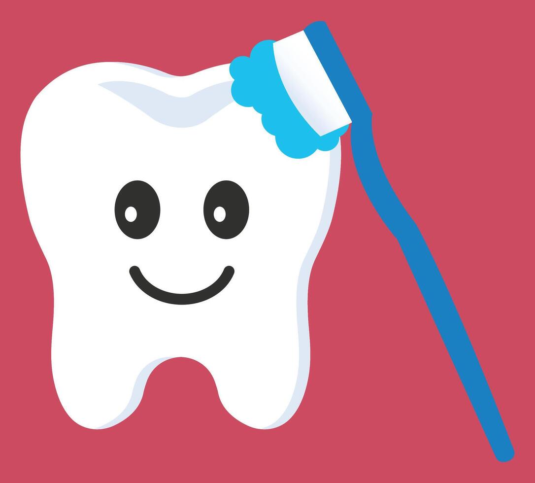 Smile White Teeth with Toothbrush with Blue Foam vector