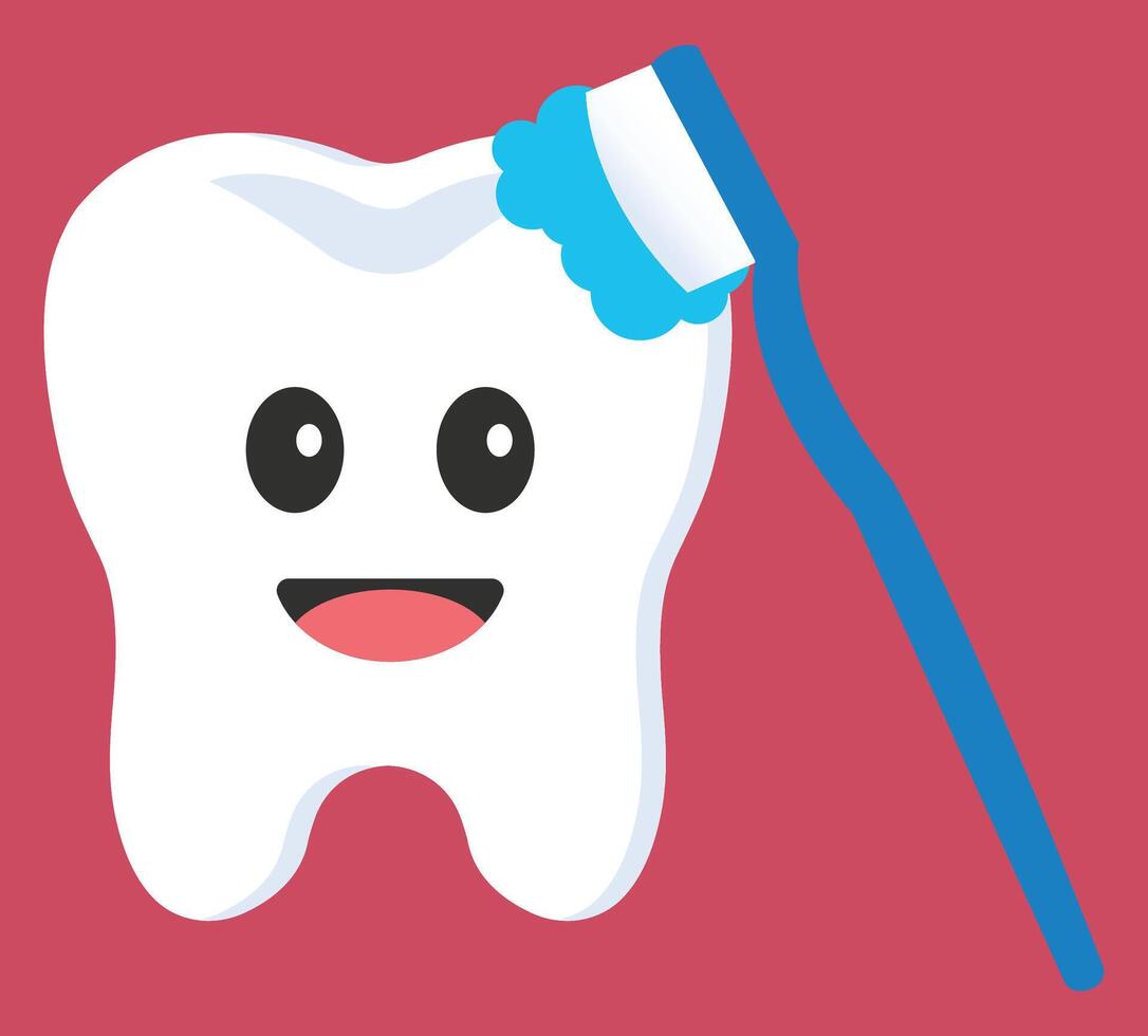 Big Smile White Teeth with Blue Toothbrush vector