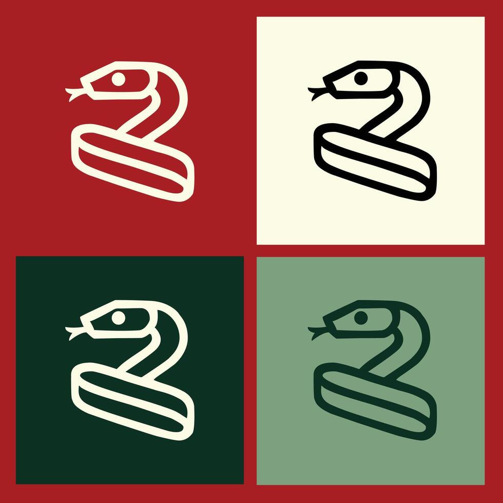 Elegant Wooden Snake Logo Outline for Chinese New Year, Incorporating Symbolism of Transformation and Luck in a Clean, Modern Design for Festive Occasions vector