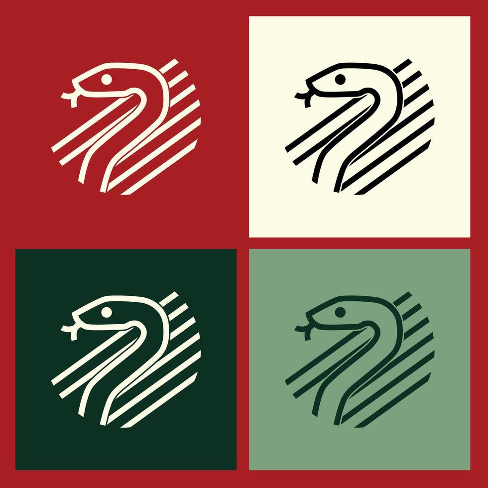 Contemporary Wooden Snake Outline Logo for Chinese New Year, Representing the Snake Zodiac with Elegant Lines and Simple Style, Perfect for Holiday Branding. vector