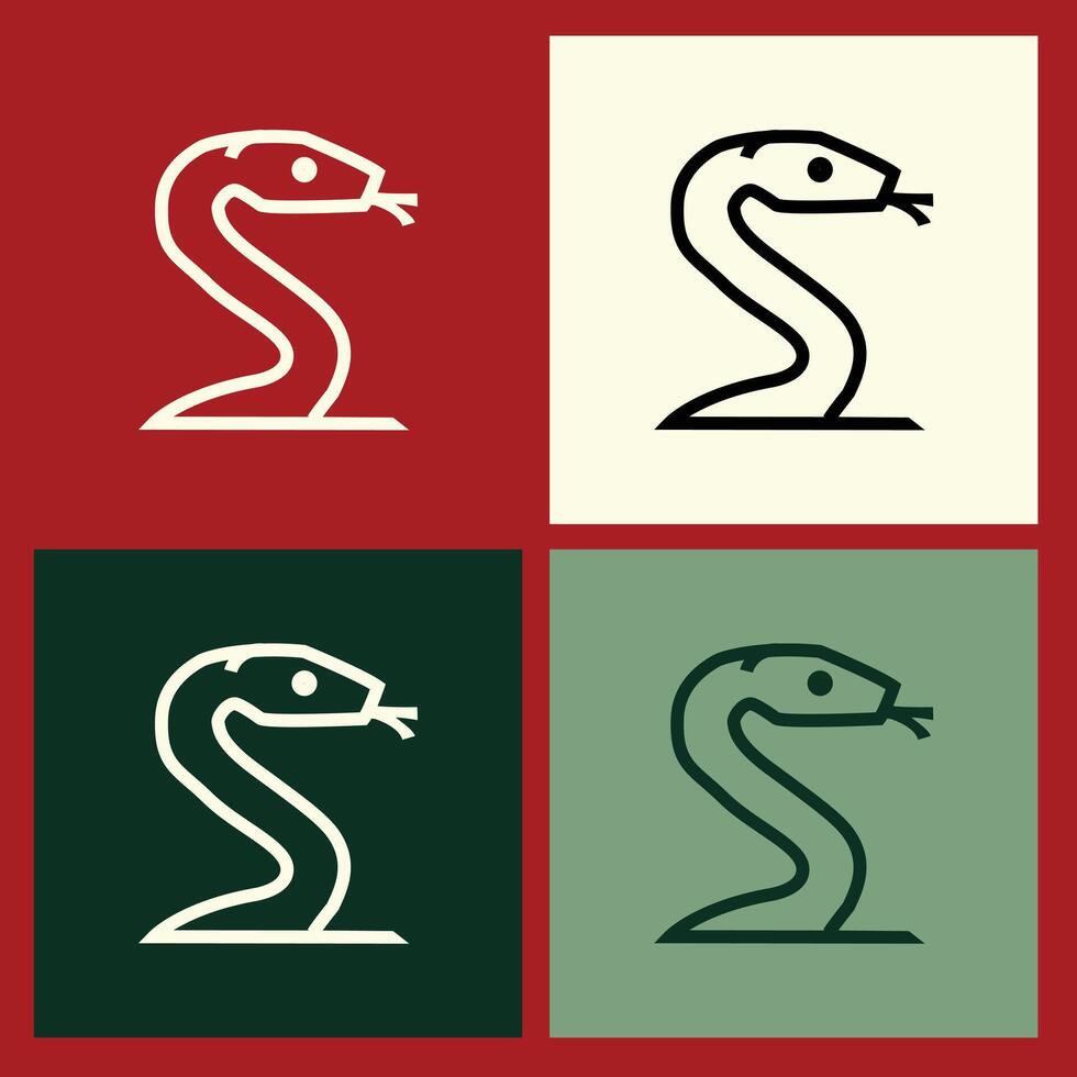 Elegant Wooden Snake Outline Logo for Chinese New Year Celebrations, Merging Tradition and Modern Design for Sophisticated Cultural Event Branding. vector