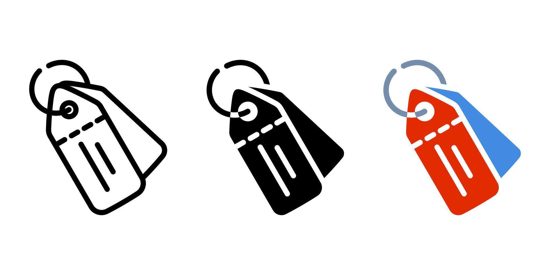 Label red and blue icon. Price tag in store sign. Sale badge symbol. Discount coupon mark illustration. vector