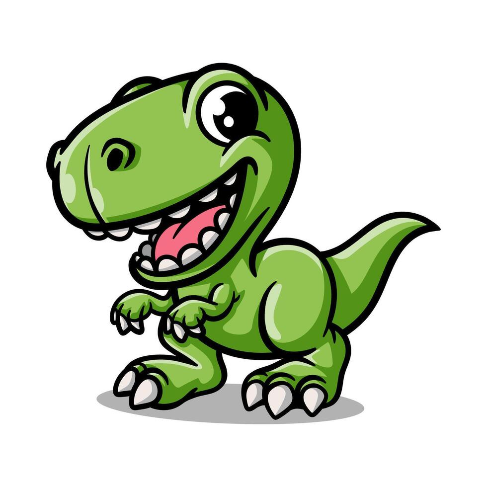fun dinosaur t-Rex tyrannosaurus Rex cartoon colored isolated drawing line art style sketch classic vintage design illustration vector