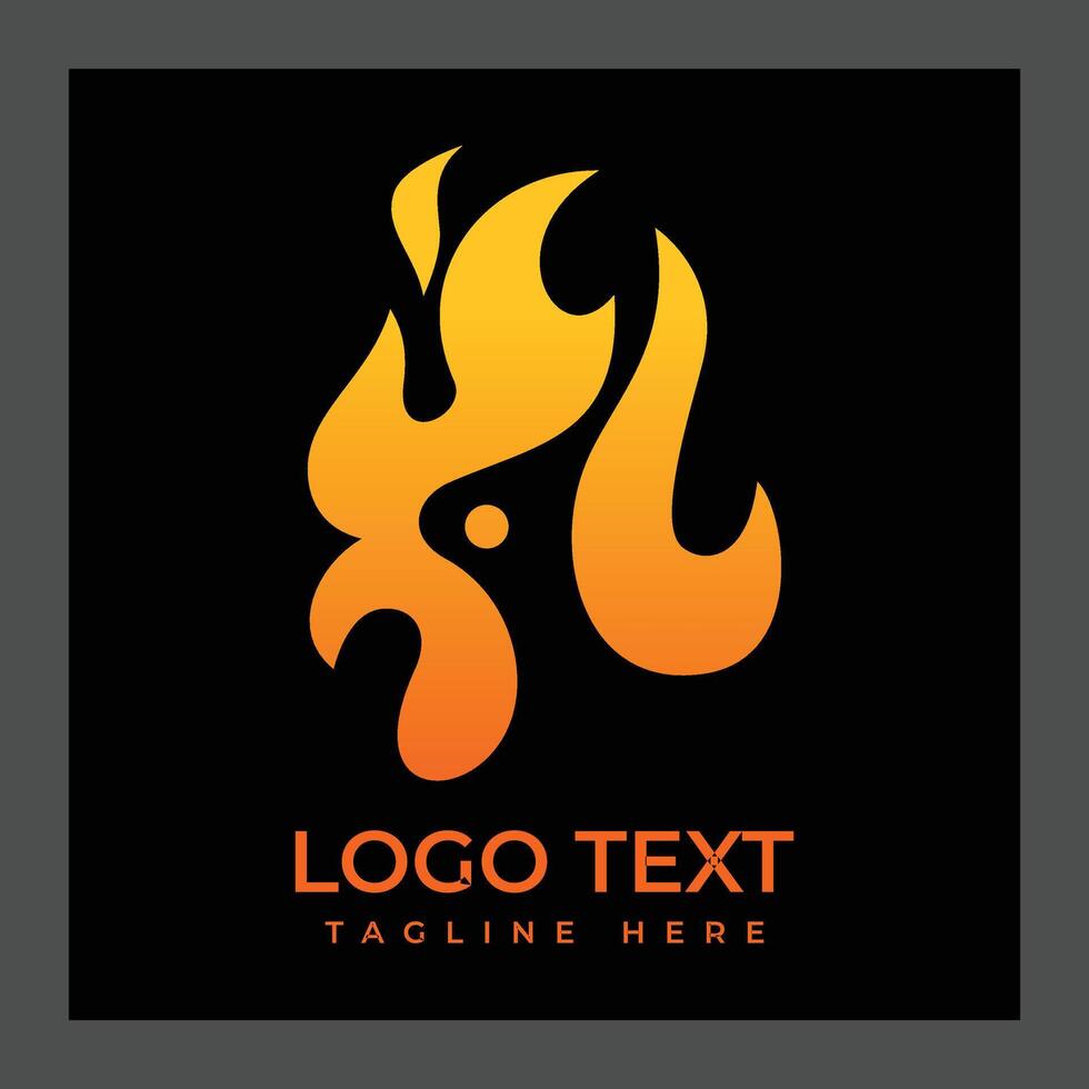 A stylized logo featuring abstract flame shapes in gradient shades of orange and yellow on a black background vector
