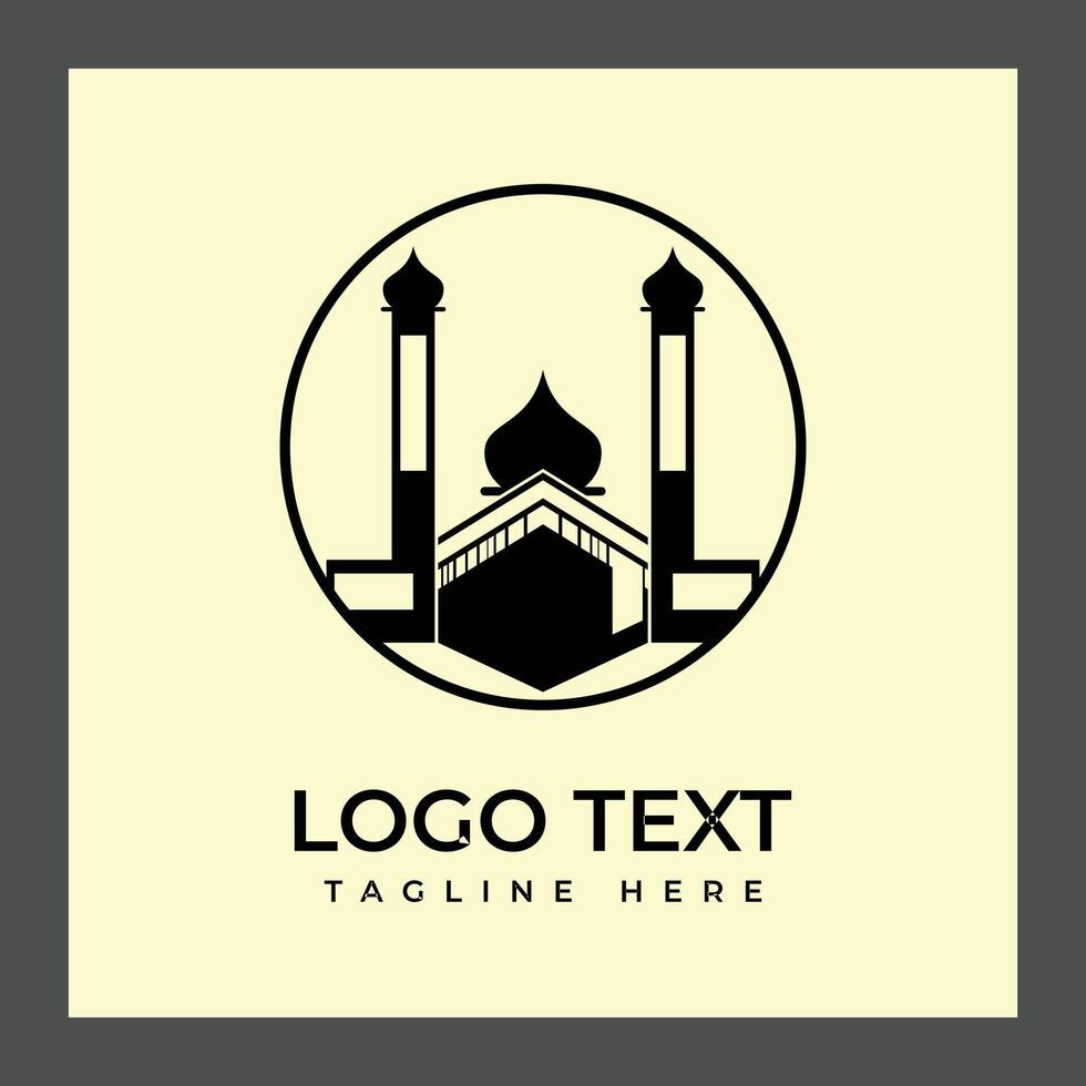 A circular logo featuring a stylized mosque with two minarets on either side and a dome in the center vector