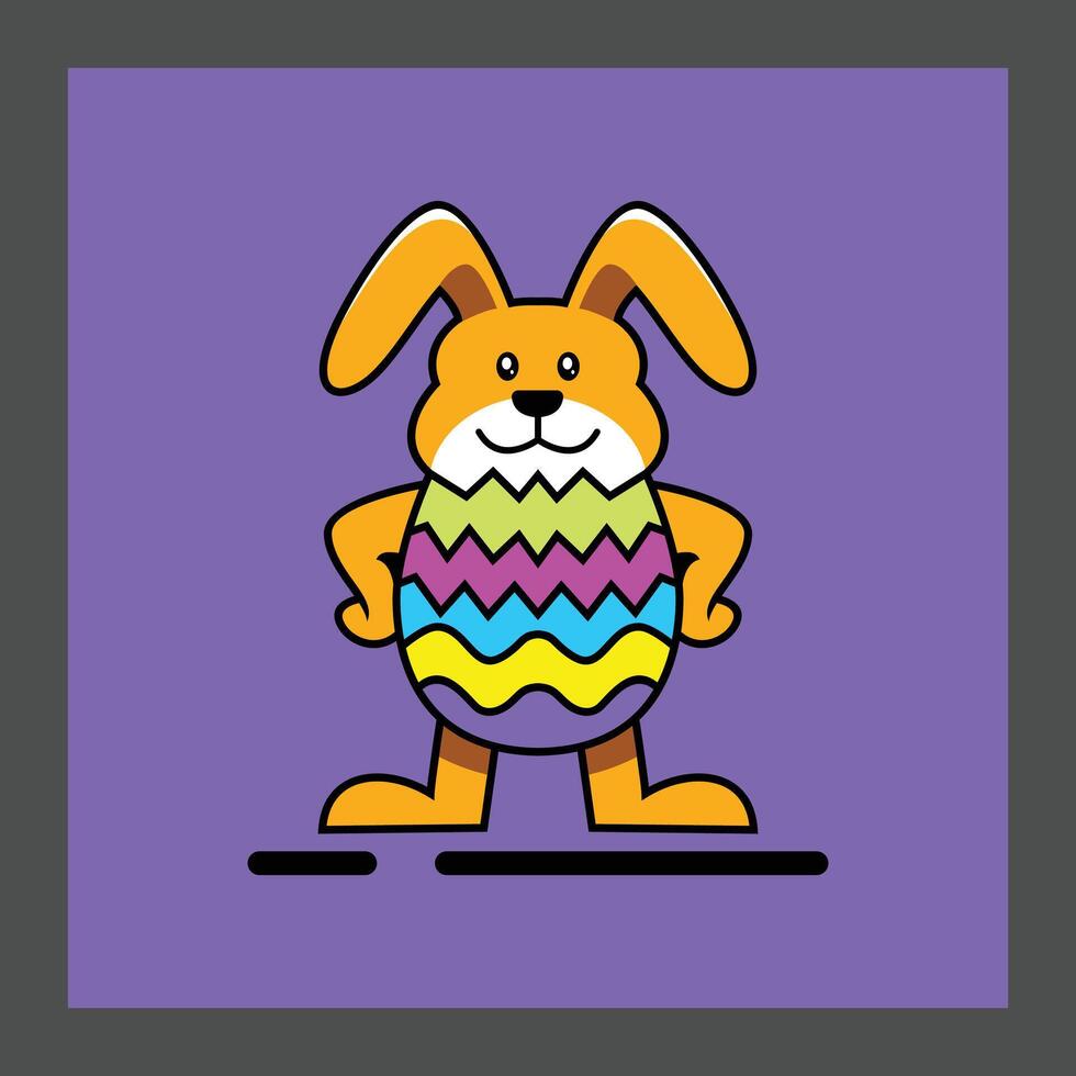 A cartoon-style rabbit with orange fur, large ears, and a cheerful expression vector