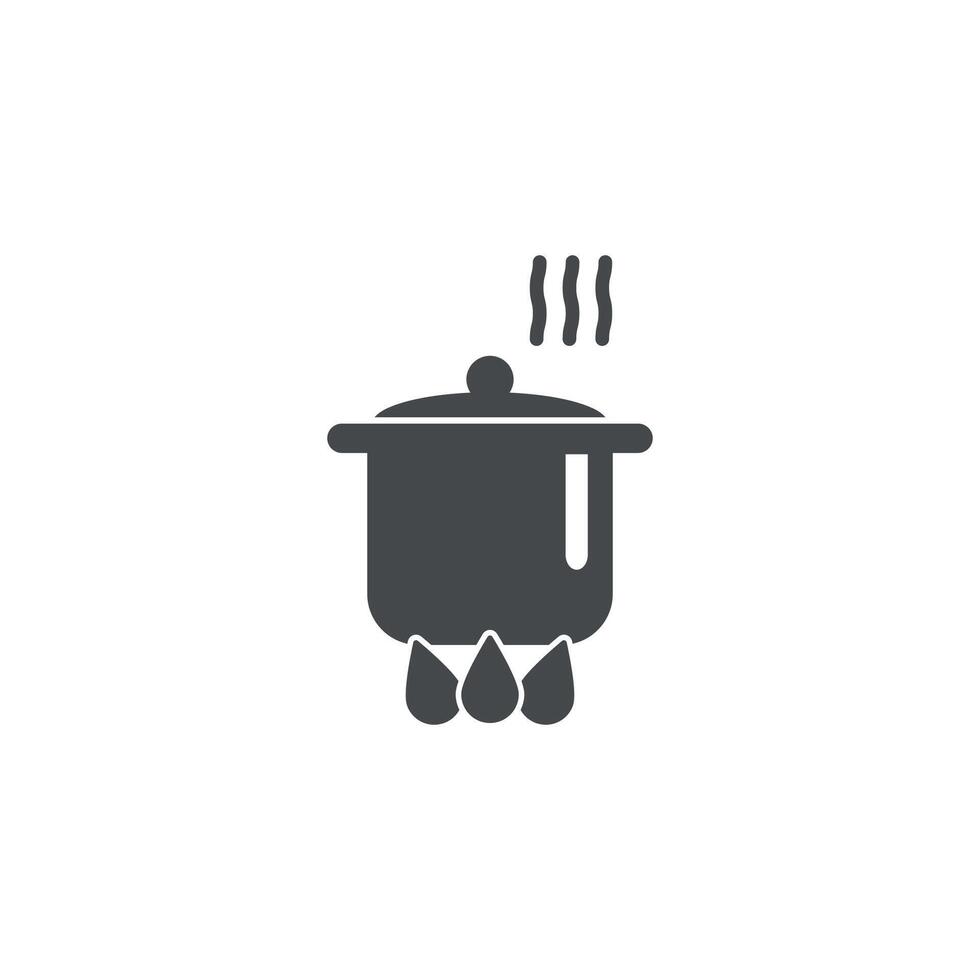flat design illustration cooking using a pot over a fire. vector