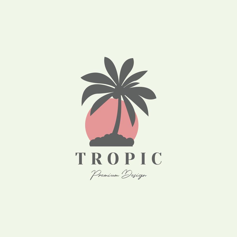 season tropic palm logo design minimalist illustration creative art vector