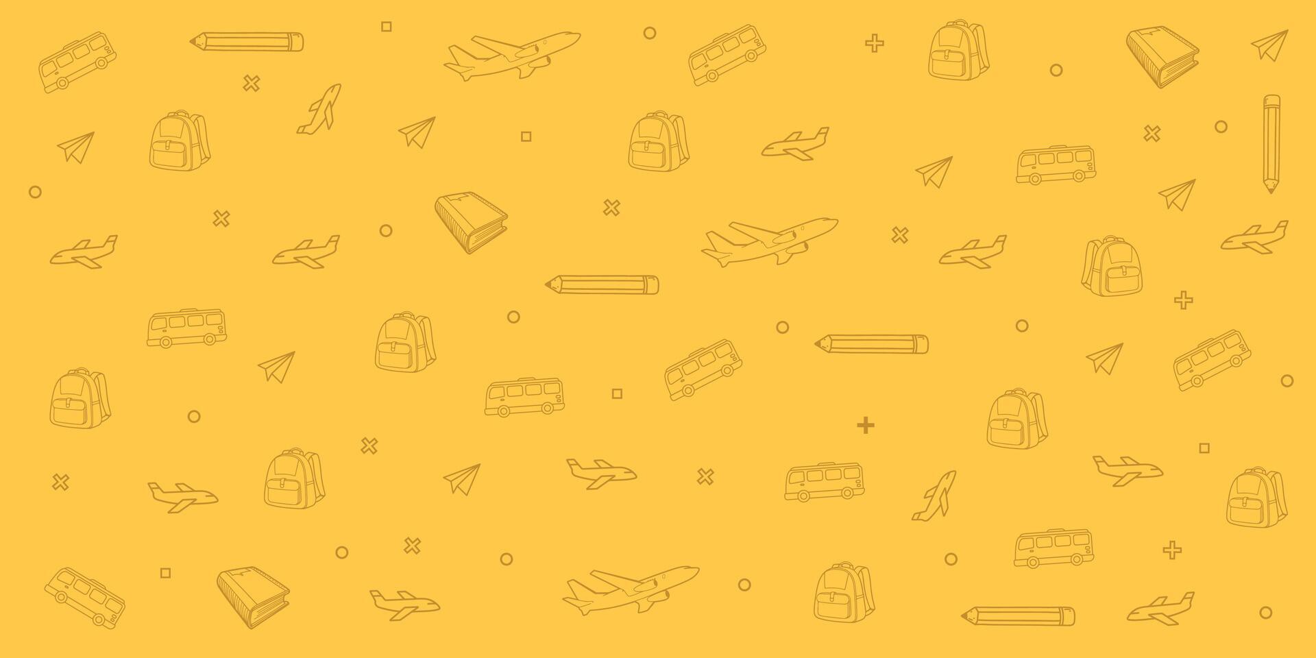 Hand drawn back to School doodles. School supplies and elements are drawn on a notebook page. vector