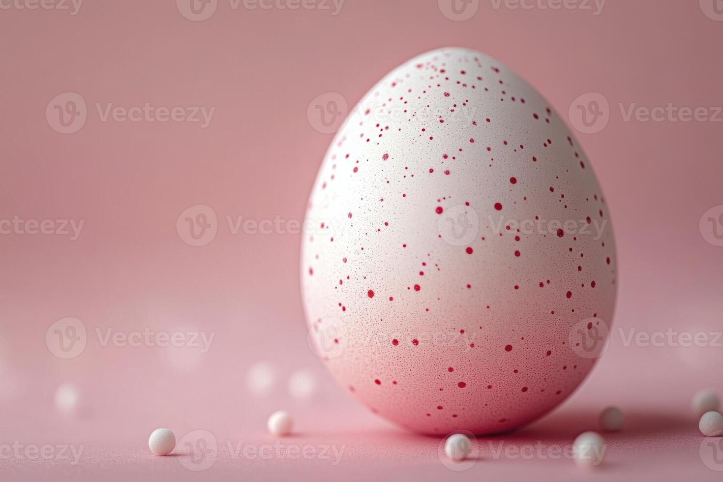 Minimalist Pink and White Easter Egg on Soft Pink Background Perfect for Celebrating Chinese New Year and Easter in a Simple and Elegant Style photo