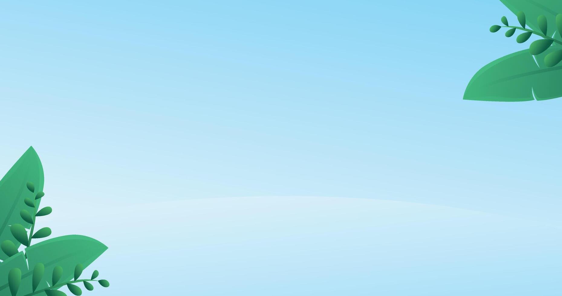 blue background with a combination of fresh leaves vector