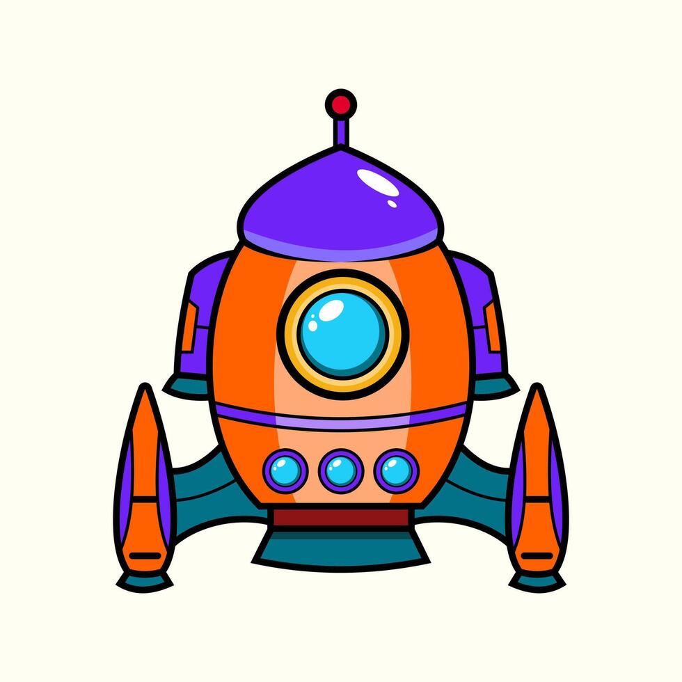 Cartoon Spaceship Astronomy exploration orange purple illustration vector