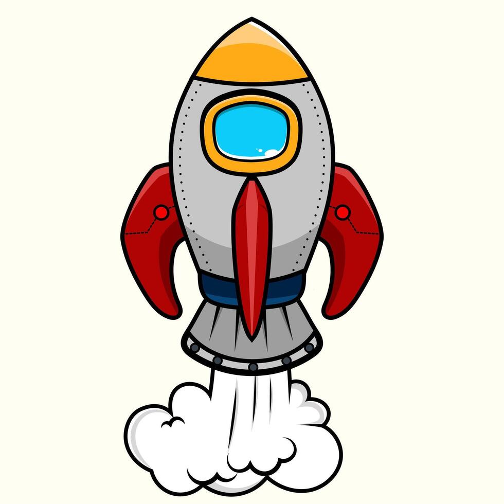 Cartoon galaxy outer Spaceship creativity Launcher flame futuristic Astronomy planet exploration vector