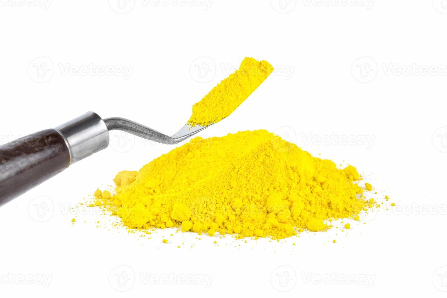 Cadmium Yellow, Colorful Yellow Powder Displayed on a White Background for Artistic or Decorative Use photo