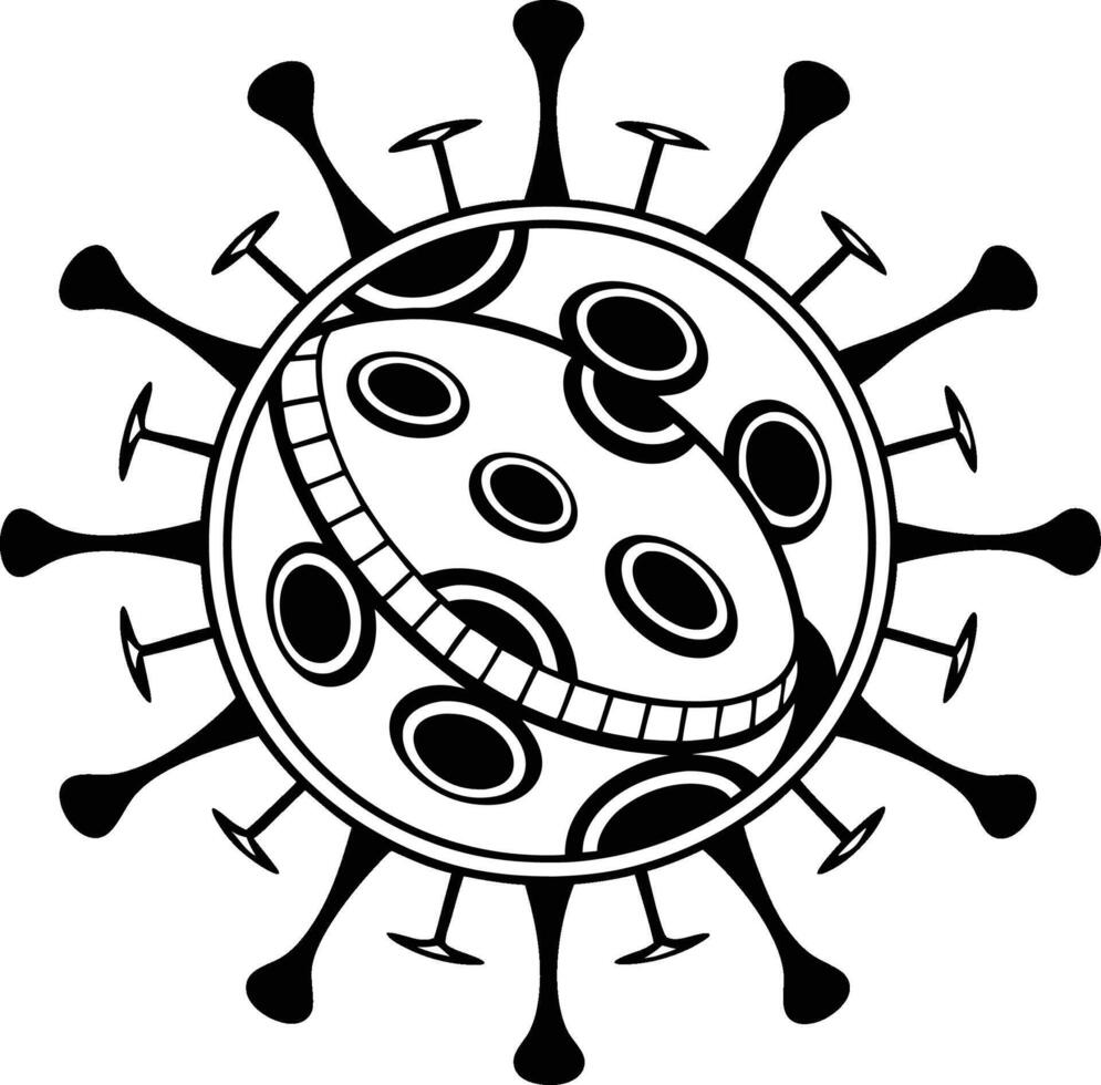 Black and white illustration coronavirus particle. vector