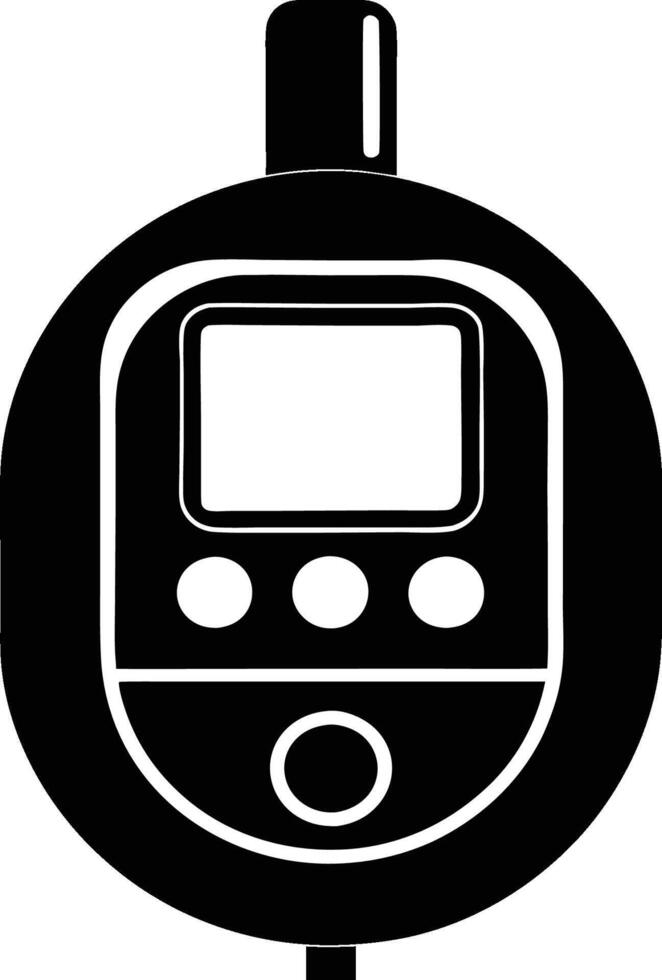 Black and white icon glucose meter diabetes monitor and medical device. vector