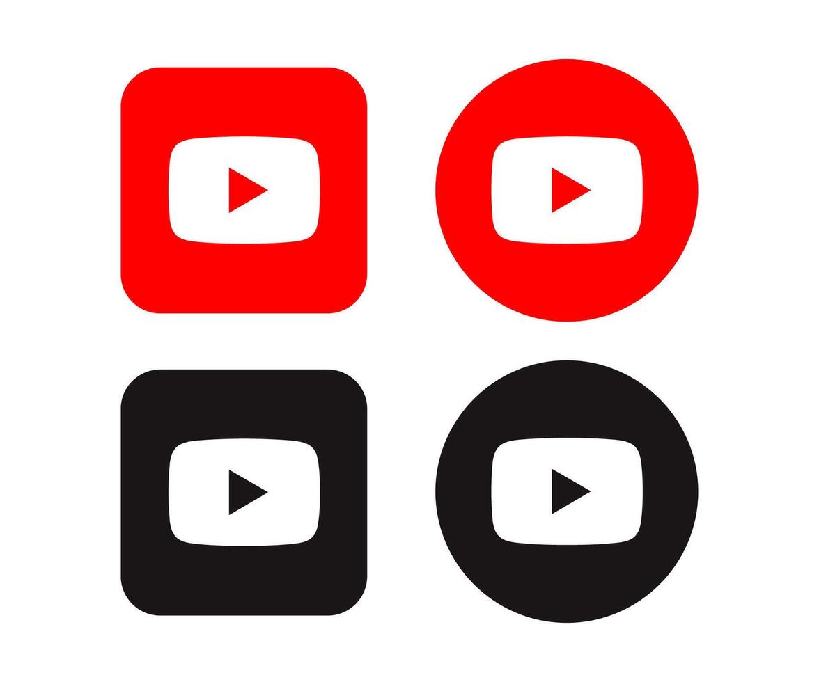 Youtube Logo In Square And Round Background vector