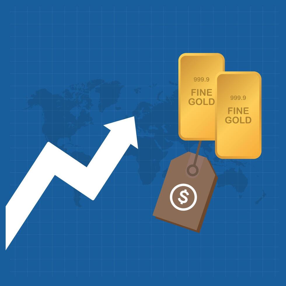 Gold bullion at trading and chart background vector