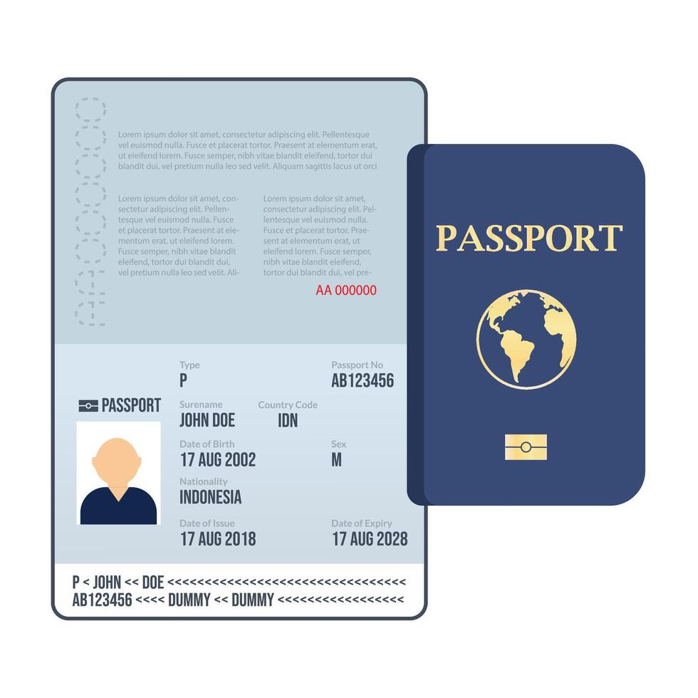 Realistic template open passport vector