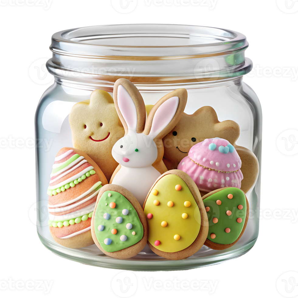 easter cookies in a jar photorealistic High-quality transparent image, Happy Easter holiday concept, Romania, png