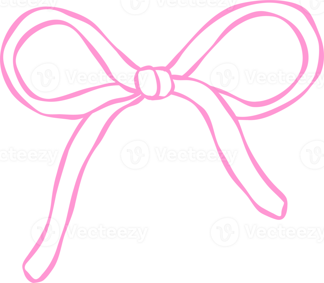 Playful Wavy Ribbon Bow Outline Hand Drawn png