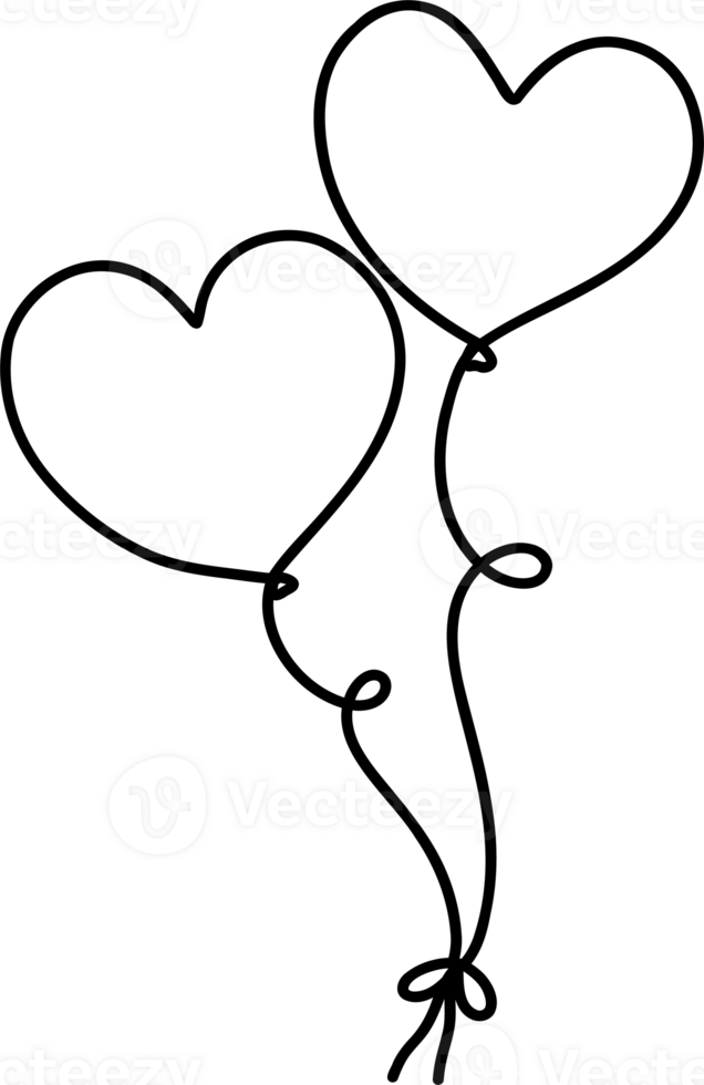 Cute Heart Balloons Coloring image png