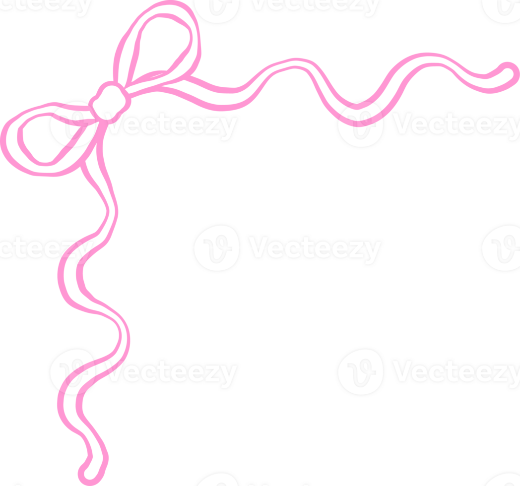 Squiggle Wavy Ribbon Bow Corner Border Outline png