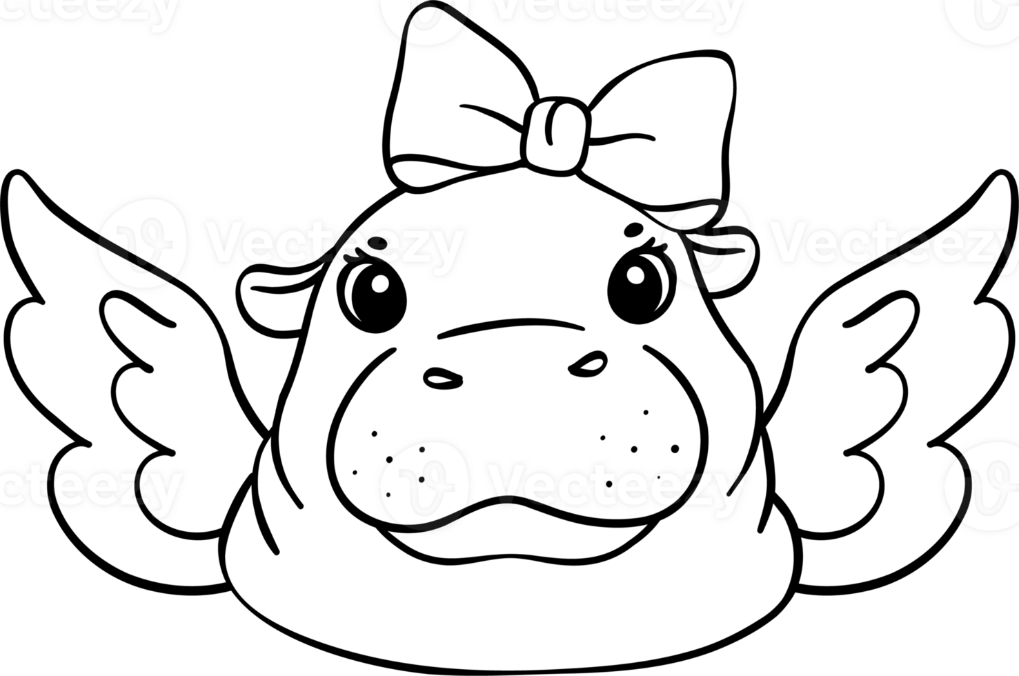 Valentine Cupid Pygmy Hippo with angle wings Coloring image png